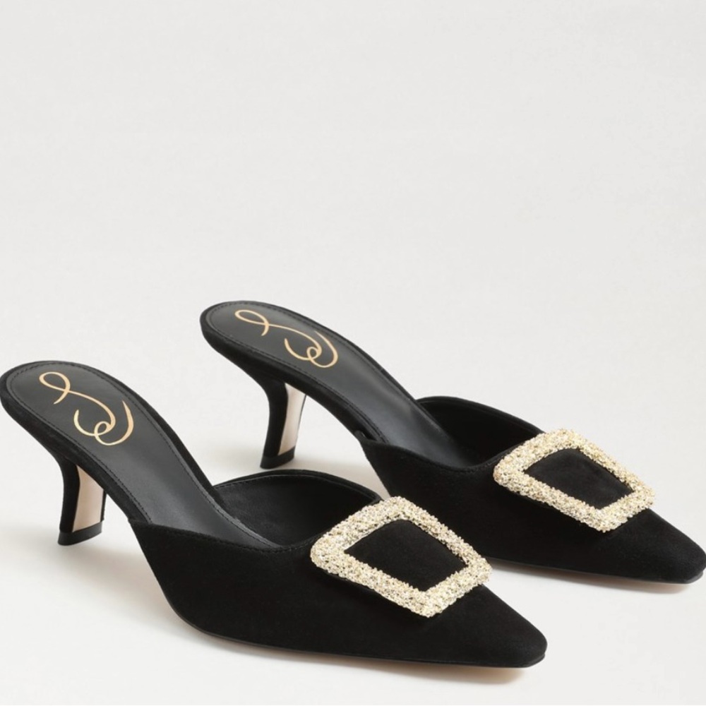 Sam Edelman Black Heels with Gold Buckle
